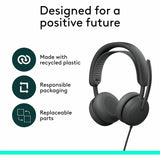 Logitech Zone Wired 2 for Business - Noise-Canceling Headset with Adaptive Hybrid ANC, Microsoft Teams Certified, USB-C with USB-A adapter, Graphite