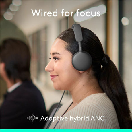 Logitech Zone Wired 2 for Business - Noise-Canceling Headset with Adaptive Hybrid ANC, Microsoft Teams Certified, USB-C with USB-A adapter, Graphite
