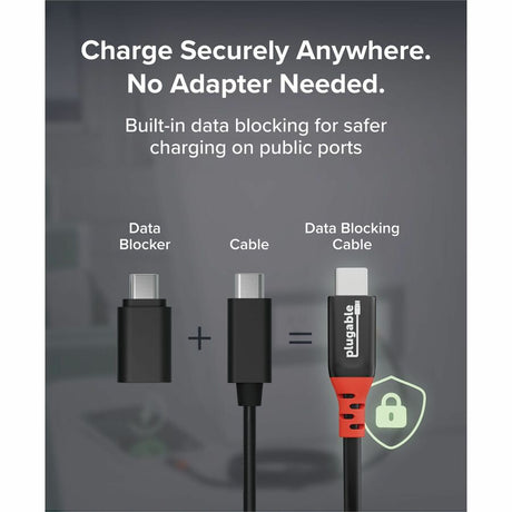 Plugable USB C to USB C Cable, Data Blocker Charge Only Cable (2m/6.6ft): 240W Safe Fast Charging