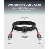 Plugable USB C to USB C Cable, Data Blocker Charge Only Cable (2m/6.6ft): 240W Safe Fast Charging