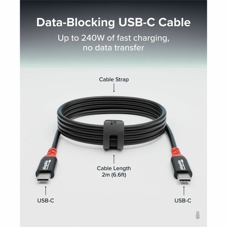 Plugable USB C to USB C Cable, Data Blocker Charge Only Cable (2m/6.6ft): 240W Safe Fast Charging