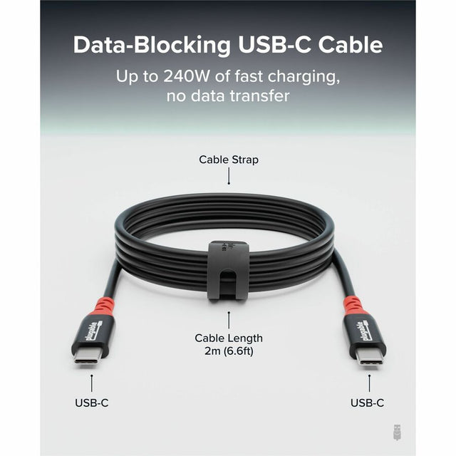 Plugable USB C to USB C Cable, Data Blocker Charge Only Cable (2m/6.6ft): 240W Safe Fast Charging