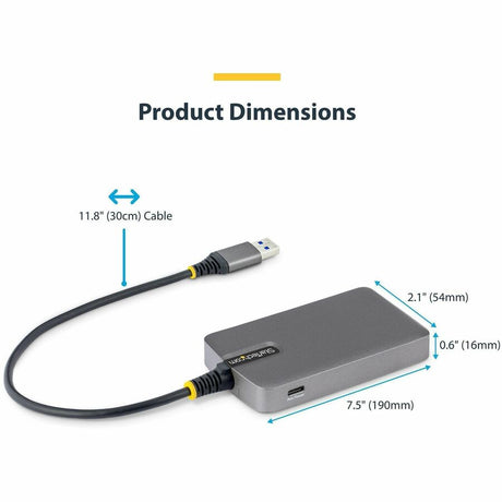 StarTech.com 4-Port USB-A Hub, 5Gbps, Bus Powered, USB-A to 4x USB-A Hub with USB-C Auxiliary Power Input, Portable USB Hub