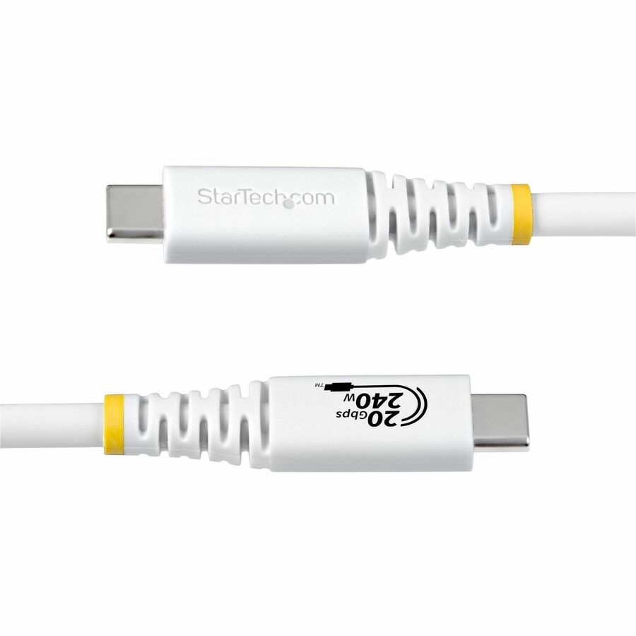 StarTech.com 2m (6.6ft) USB4 Cable, 20Gbps, USB-IF Certified USB-C Cable, 240W PD EPR, 4K 120Hz DP 1.4, TPE Jacket, White USB-C Cord