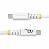 StarTech.com 2m (6.6ft) USB4 Cable, 20Gbps, USB-IF Certified USB-C Cable, 240W PD EPR, 4K 120Hz DP 1.4, TPE Jacket, White USB-C Cord