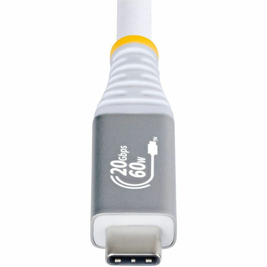 StarTech.com 3m (10ft) USB4 Cable, 20Gbps, USB-IF Certified USB-C Cable, 60W, 4K120Hz DP 1.4, TPE Jacket, White USB-C Cord