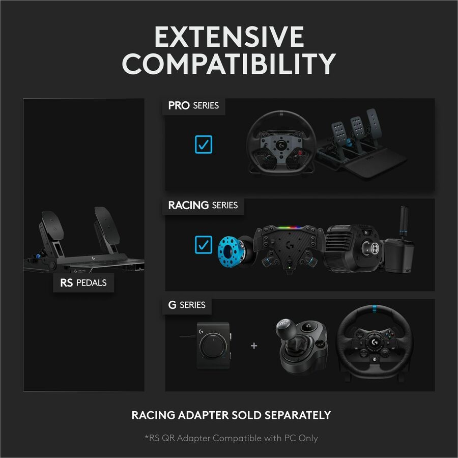 Logitech G RS Pedals - Sim Racing Pedals with 75 kg Load Cell Brake, Adjustable Pedal Positions, Modular Design, Robust Extendable Steel Frame