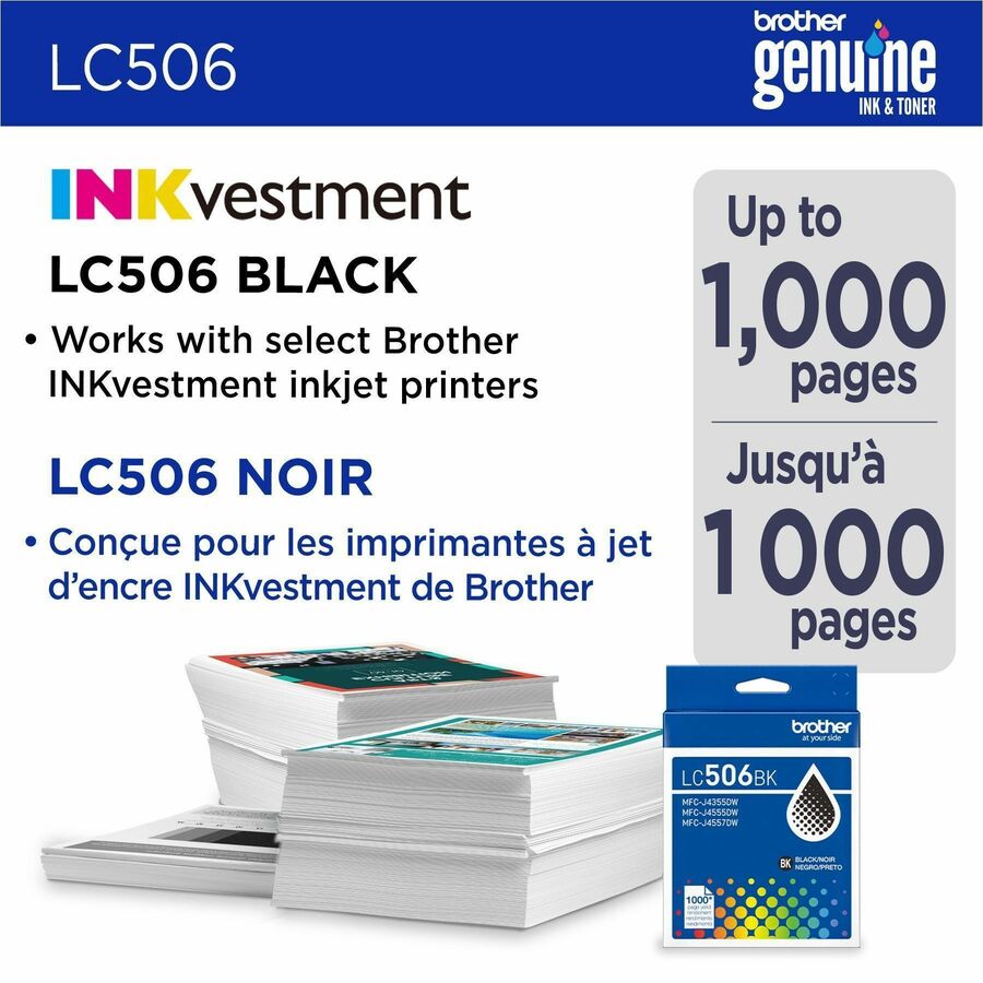 Brother LC506BK Original Standard Yield Inkjet Ink Cartridge - Black - 1 Each