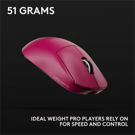 Logitech G PRO X SUPERLIGHT 2c wireless gaming mouse, 51 g pro-grade compact mouse with 5 programmable buttons, USB-C charging, 44K DPI sensor, up to 8 kHz polling for PC/Mac, Pink