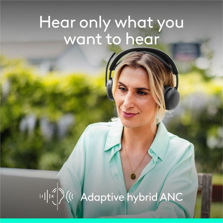 Logitech Zone Wireless 2 ES - Noise-Canceling Wireless Headset with Adaptive Hybrid ANC, Bluetooth, Graphite