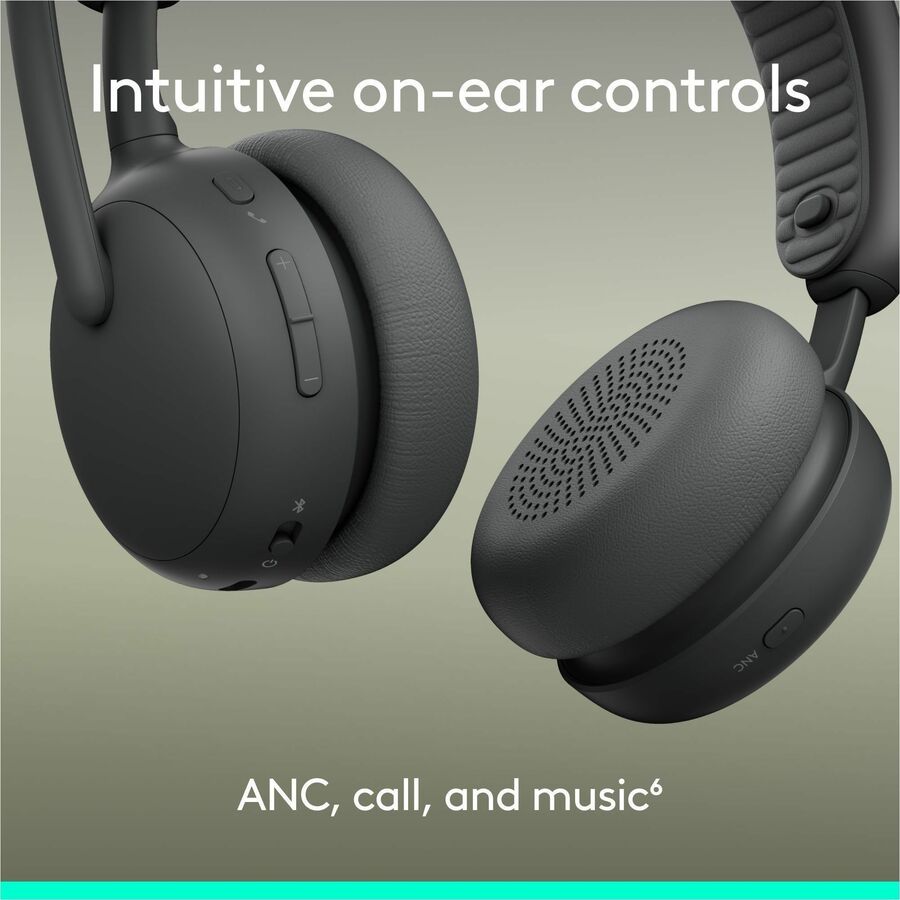 Logitech Zone Wireless 2 ES - Noise-Canceling Wireless Headset with Adaptive Hybrid ANC, Bluetooth, Graphite