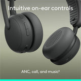 Logitech Zone Wireless 2 ES - Noise-Canceling Wireless Headset with Adaptive Hybrid ANC, Bluetooth, Graphite