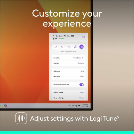 Logitech Zone Wireless 2 ES - Noise-Canceling Wireless Headset with Adaptive Hybrid ANC, Bluetooth, Graphite