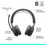 Logitech Zone Wireless 2 ES - Noise-Canceling Wireless Headset with Adaptive Hybrid ANC, Bluetooth, Graphite