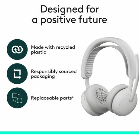 Logitech Zone Wireless 2 ES - Noise-Canceling Wireless Headset with Adaptive Hybrid ANC, Bluetooth, Off-White
