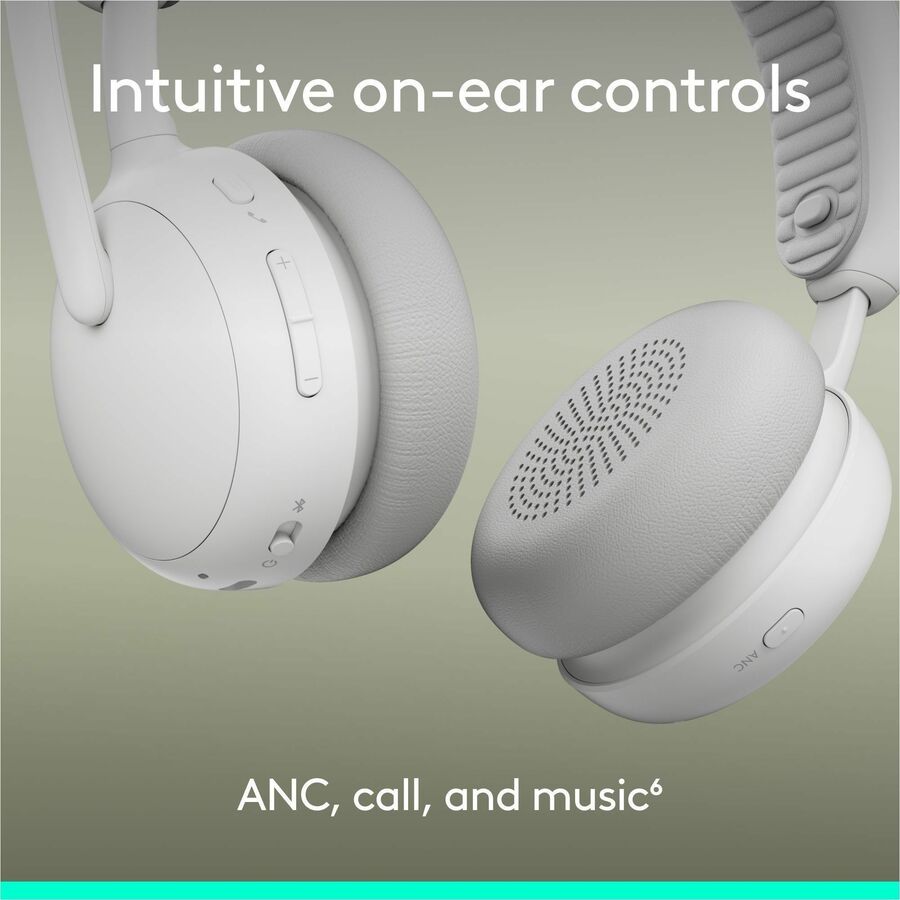 Logitech Zone Wireless 2 ES - Noise-Canceling Wireless Headset with Adaptive Hybrid ANC, Bluetooth, Off-White
