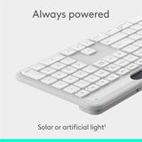 Logitech Signature Slim Solar+ keyboard for Mac, solar and artificial light powered, durable battery that lasts up to 10 years, customizable keys, Bluetooth, White