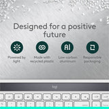 Logitech Signature Slim Solar+ keyboard for Mac, solar and artificial light powered, durable battery that lasts up to 10 years, customizable keys, Bluetooth, White