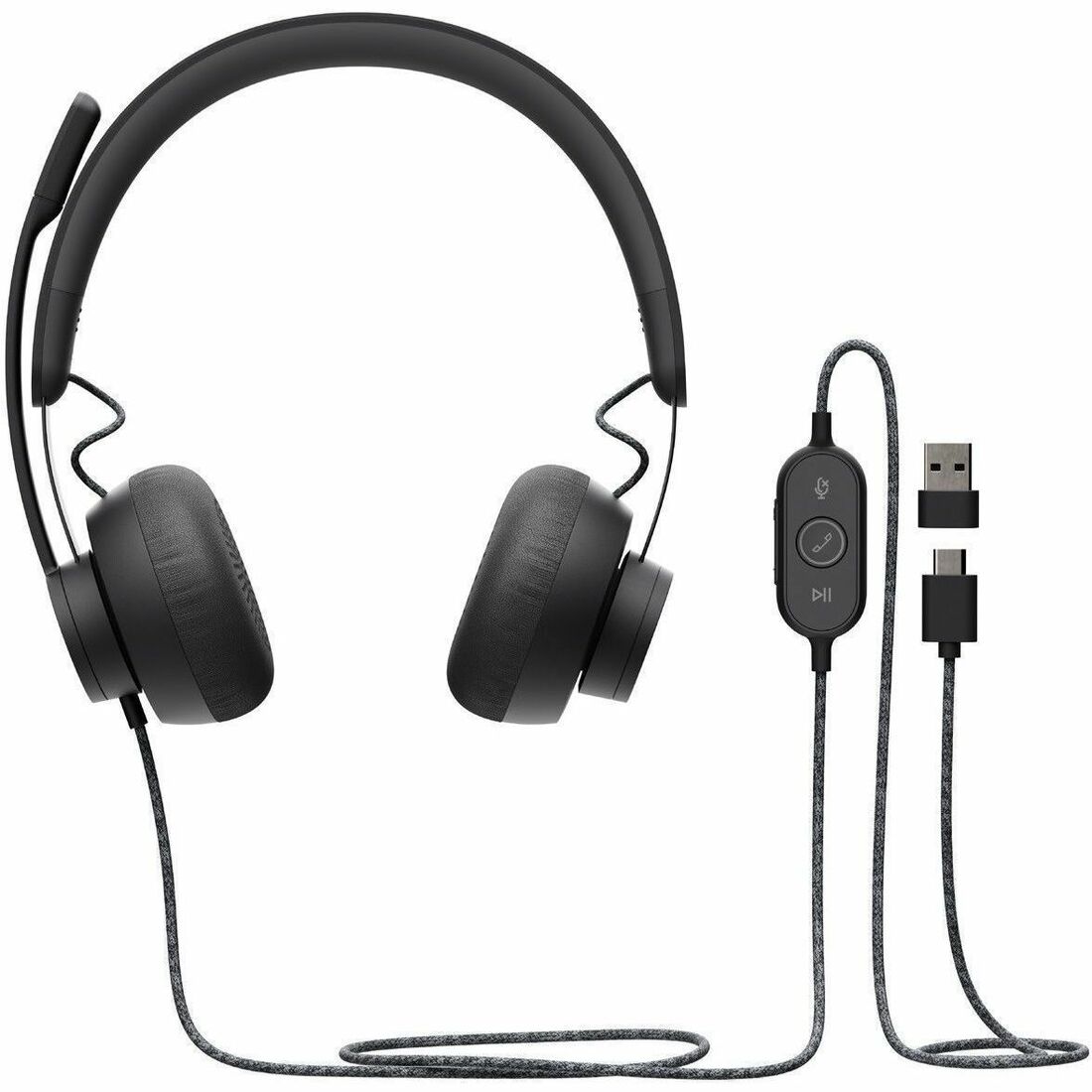 Logitech Zone Wired 2 - Noise-Canceling Headset with Adaptive Hybrid ANC, USB-C with USB-A adapter, Offwhite