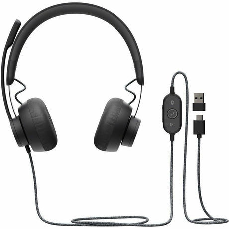 Logitech Zone Wired 2 - Noise-Canceling Headset with Adaptive Hybrid ANC, USB-C with USB-A adapter, Offwhite