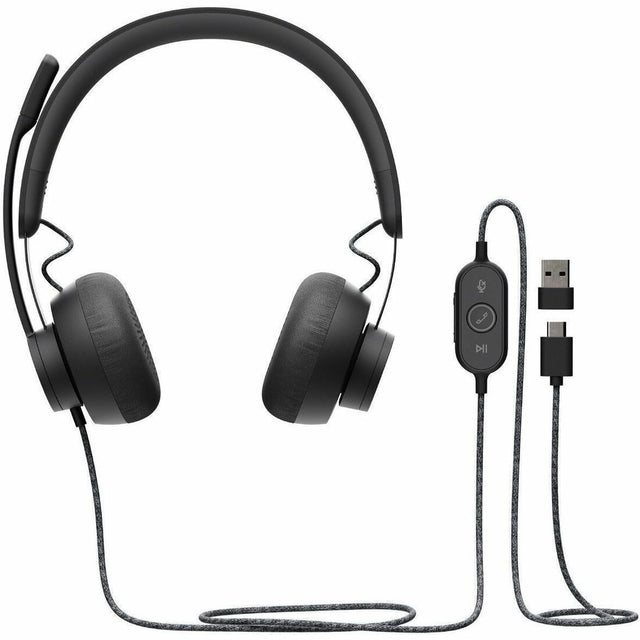 Logitech Zone Wired 2 - Noise-Canceling Headset with Adaptive Hybrid ANC, USB-C with USB-A adapter, Offwhite