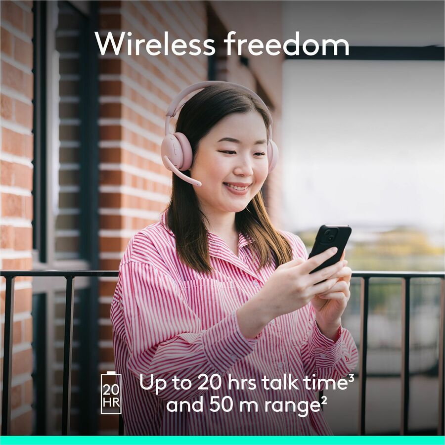 Logitech Zone Wireless 2 ES - Noise-Canceling Wireless Headset with Adaptive Hybrid ANC, Bluetooth, Rose
