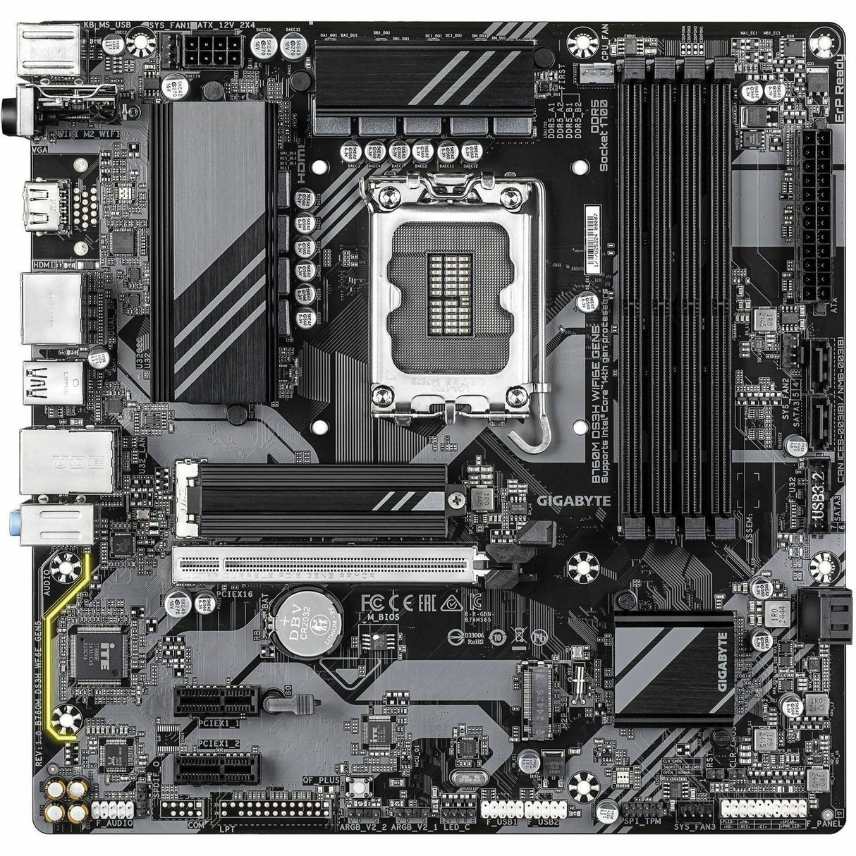 GIGABYTE Ultra Durable B760M DS3H WF6E GEN5 Gaming Desktop Motherboard - Intel B760 Chipset - Socket LGA-1700 - Micro ATX