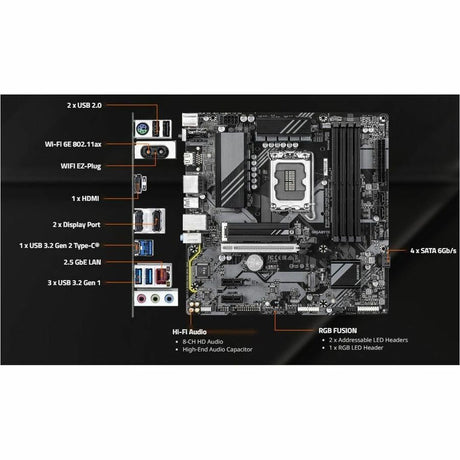 GIGABYTE Ultra Durable B760M DS3H WF6E GEN5 Gaming Desktop Motherboard - Intel B760 Chipset - Socket LGA-1700 - Micro ATX