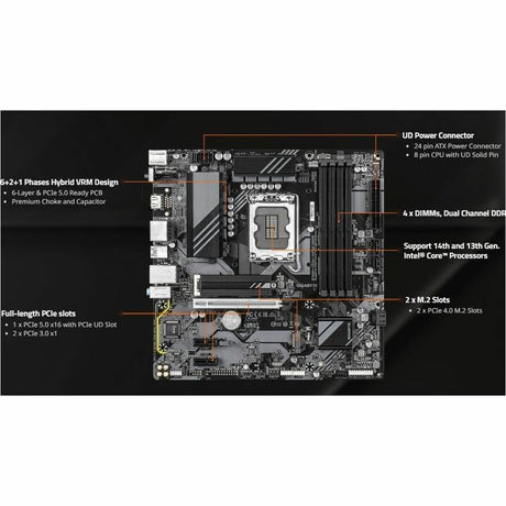 GIGABYTE Ultra Durable B760M DS3H WF6E GEN5 Gaming Desktop Motherboard - Intel B760 Chipset - Socket LGA-1700 - Micro ATX