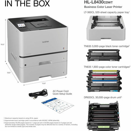 Brother HL-L8430CDWT Business Color Laser Printer with Dual Paper Trays, Low-Cost Printing, and Wireless Networking