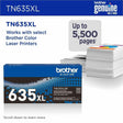 Brother TN-635XL Original High Yield Laser Toner Cartridge - Black - 1 Pack