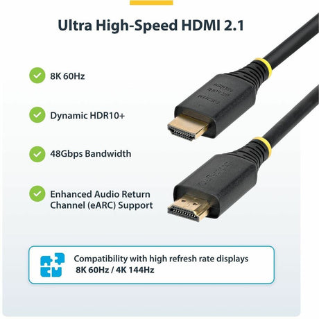 StarTech.com 15ft (4.6m) Certified Ultra High Speed HDMI Cable, 8K 60Hz/4K 120Hz, HDMI 2.1 Cable with HDR10+ / eARC, 48Gbps, 8K HDMI Cord