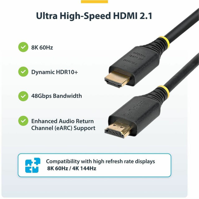 StarTech.com 3ft (1m) Certified Ultra High Speed HDMI Cable, 8K 60Hz/4K 120Hz, HDMI 2.1 Cable with HDR10+ / eARC, 48Gbps, 8K HDMI Cord