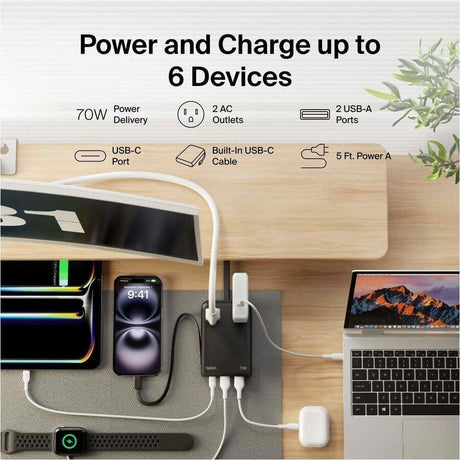 Belkin 2-Outlet Charging Station with USB Ports and USB-C Cable 70W
