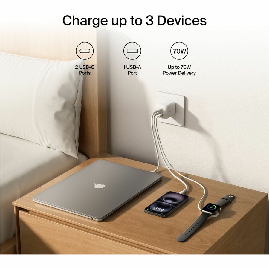 Belkin BoostCharge Pro 3-Port GaN Wall Charger 70W