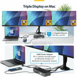 StarTech.com Triple-Monitor USB-C Docking Station, 140W Laptop Charging Dock for MacBook Pro and Windows, 4K 60Hz, TAA