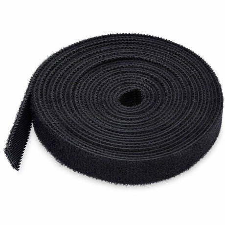 StarTech.com 75ft (22.8m) Hook and Loop Roll, 0.5in Wide, Black, Cut-to-Size Reusable Cable Ties, Fastener Tape, Adjustable Fabric Wraps
