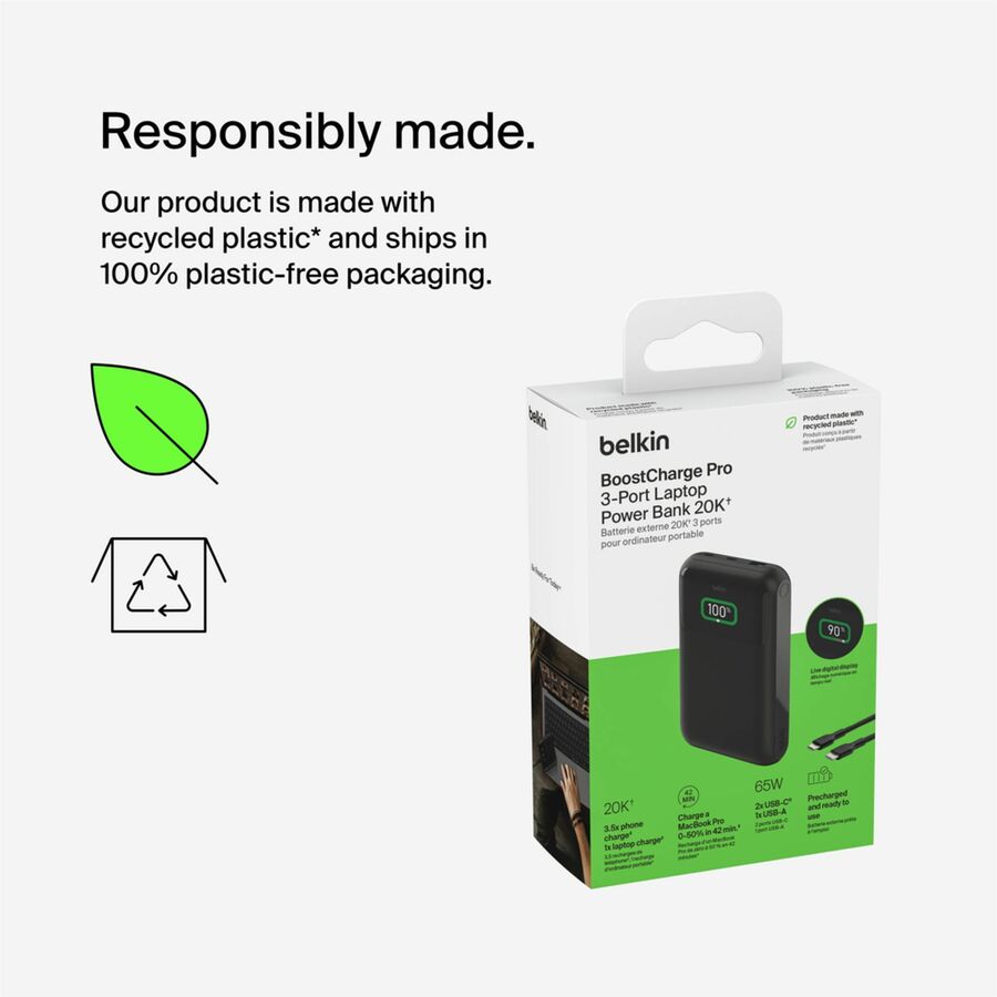Belkin BoostCharge Pro 3-Port Laptop Power Bank 20K