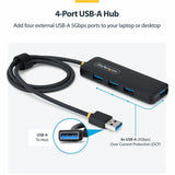 StarTech.com 4-Port USB-A Hub, 5Gbps, Bus Powered, USB-A to 4x USB-A Mini Hub, Extra Long 2ft/61cm Host Cable, 70% PCR Plastic Housing