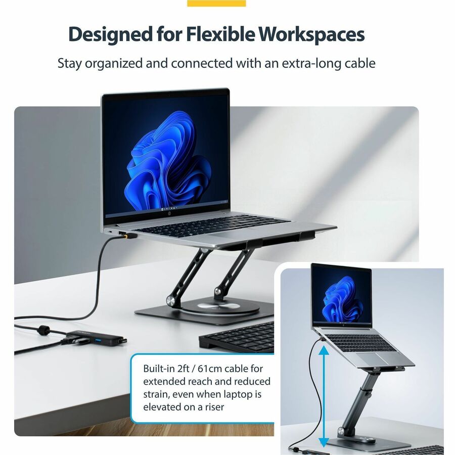 StarTech.com 4-Port USB-A Hub, 5Gbps, Bus Powered, USB-A to 4x USB-A Mini Hub, Extra Long 2ft/61cm Host Cable, 70% PCR Plastic Housing