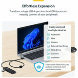 StarTech.com 4-Port USB-A Hub, 5Gbps, Bus Powered, USB-A to 4x USB-A Mini Hub, Extra Long 2ft/61cm Host Cable, 70% PCR Plastic Housing