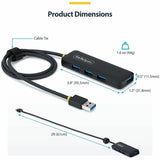 StarTech.com 4-Port USB-A Hub, 5Gbps, Bus Powered, USB-A to 4x USB-A Mini Hub, Extra Long 2ft/61cm Host Cable, 70% PCR Plastic Housing