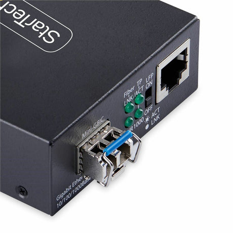 StarTech.com Gigabit Ethernet Copper-to-Fiber Media Converter, SM LC, 40km, 10/100/1000 Mbps, RJ45 to LC, 9K Jumbo Frames, TAA Compliant