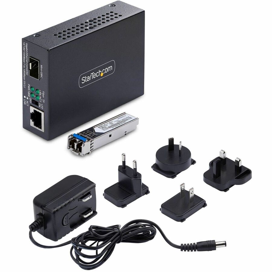 StarTech.com Gigabit Ethernet Copper-to-Fiber Media Converter, SM LC, 20km, 10/100/1000 Mbps, RJ45 to LC, 9K Jumbo Frames, TAA Compliant