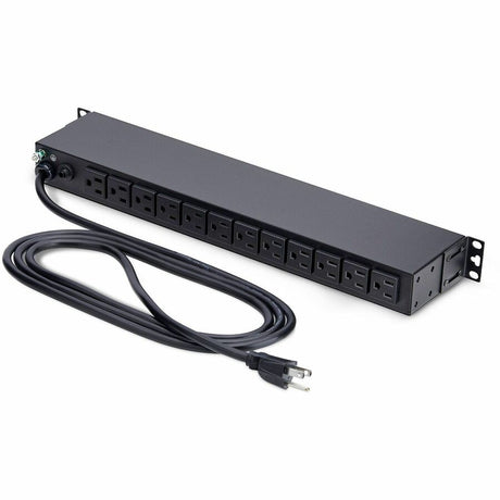 StarTech.com 13-Outlet Rackmount PDU, 1U Server Power Strip, 1x Front and 12x Rear Ports, Mounted Power Distribution Unit for 19in Racks