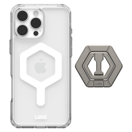 Urban Armor Gear Uag - Plyo Magsafe Case And Ring Stand For Apple Iphone 16 Pro Max - Ice White And Titanium