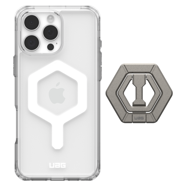 Urban Armor Gear Uag - Plyo Magsafe Case And Ring Stand For Apple Iphone 16 Pro Max - Ice White And Titanium