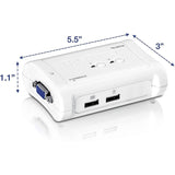 TRENDnet 2-Port USB KVM Switch And Cable Kit, 2048 x 1536 Resolution, Device Monitoring, Auto-Scan, Audible Feedback, USB 1.1, Compliant With Windows And Linux, Hot-Pluggable, White, TK-207K