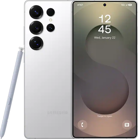 Samsung Galaxy S25 Ultra Unlocked, Display: 6.90" Dynamic LTPO AMOLED 2X, 120Hz, HDR10+, 2600 nits (peak), 1440x3120px resolution, 19.5:9 aspect ratio, 498ppi; Always-on display Samsung