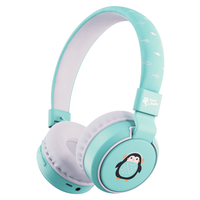 Planet Buddies - Penguin On Ear Wireless Headphones - Cyan And White